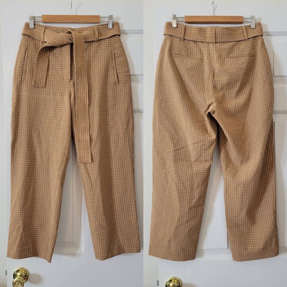 Aritzia Wilfred Tie Front Check Pant Sz 8